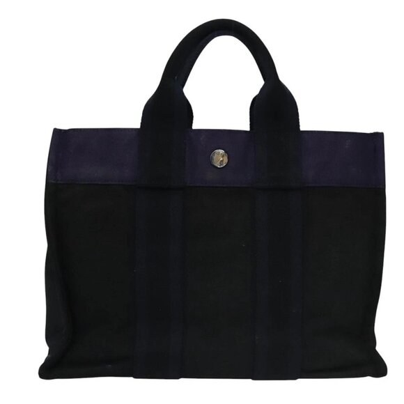 HERMES Fourre Tout PM Tote Bag Canvas Black Navy Auth - Picture 3 of 16